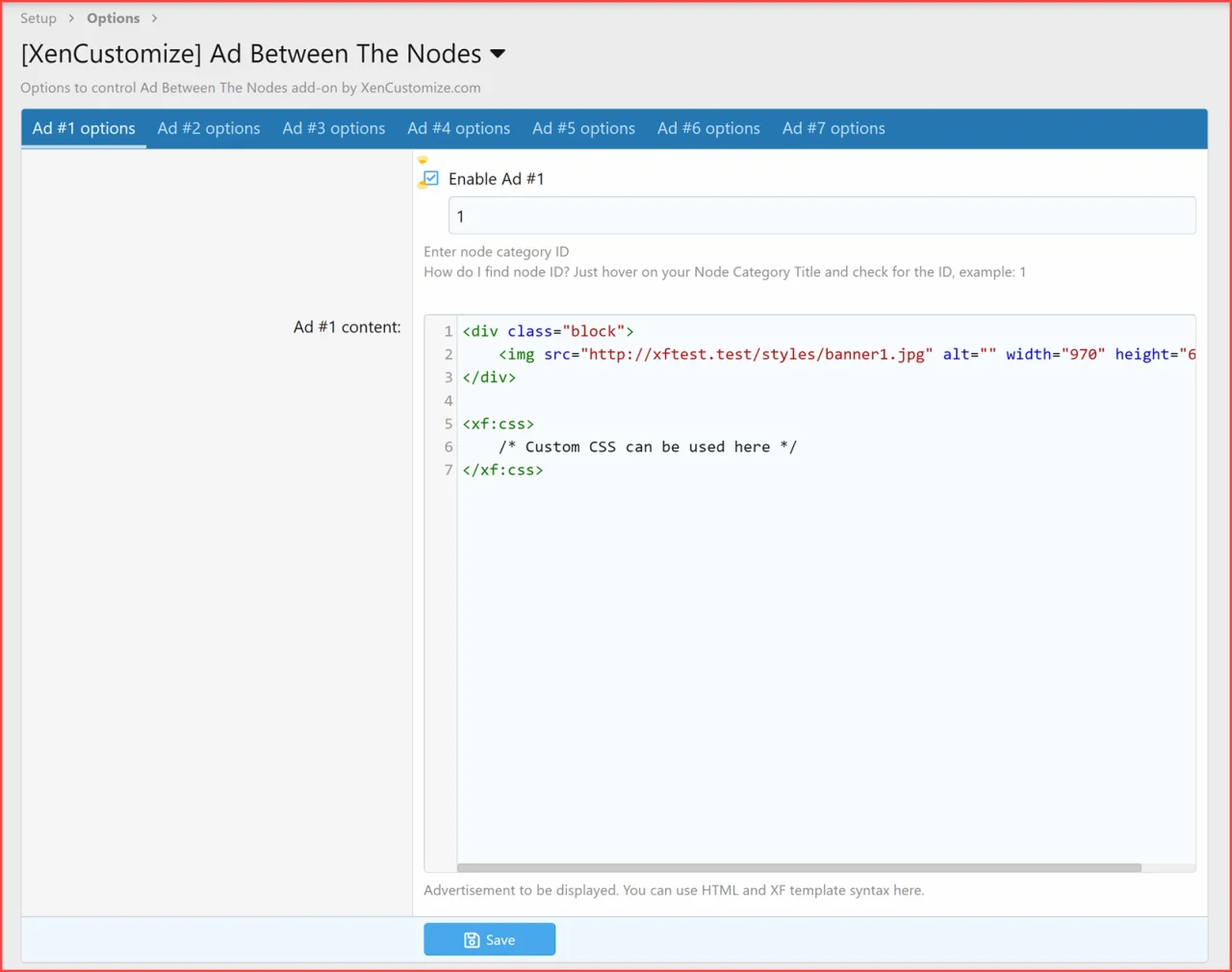 Ad Between The Nodes Admin Options Tabbed.webp